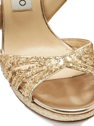 Pre-owned Jimmy Choo Glitter Strappy Sandals In Gold