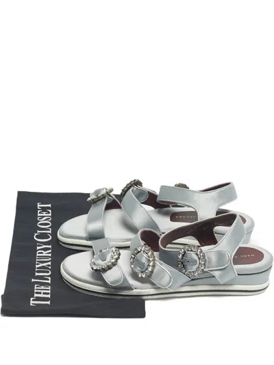 Pre-owned Marc By Marc Jacobs Crystal-embellished Sandals In Gray