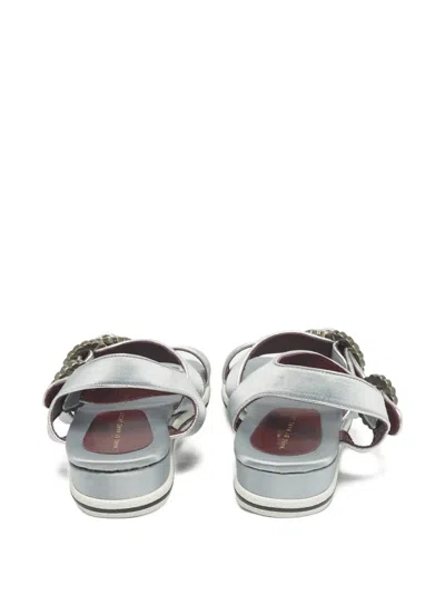 Pre-owned Marc By Marc Jacobs Crystal-embellished Sandals In Gray