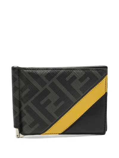 Pre-owned Fendi Zucca Coated Canvas Card Case In Black