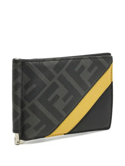 Pre-owned Fendi Zucca Coated Canvas Card Case In Black