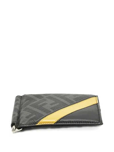 Pre-owned Fendi Zucca Coated Canvas Card Case In Black
