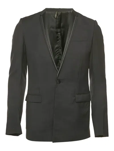 Pre-owned Dior Single-breasted Frayed-collar Blazer In Black