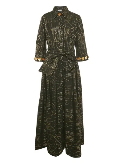 Pre-owned Baruni Zinnia Patterned Maxi Dress In Black