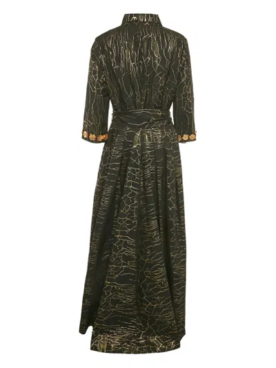 Pre-owned Baruni Zinnia Patterned Maxi Dress In Black