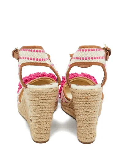 Pre-owned Tory Burch Embellished-upper Wedge-heel Pumps In Neutral