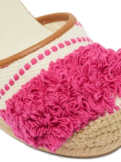 Pre-owned Tory Burch Embellished-upper Wedge-heel Pumps In Neutral