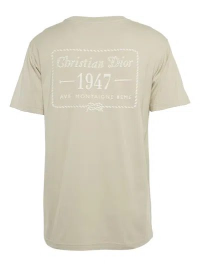 Pre-owned Dior 1947 Embroidered Logo T-shirt In Neutral