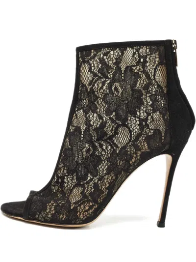 Pre-owned Gianvito Rossi Lace Open-toe Ankle Boots In Black