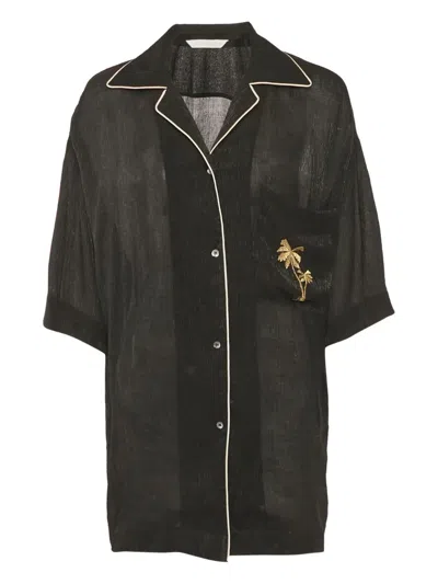 Pre-owned Palm Angels Embroidered Shirt In Black