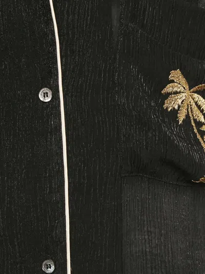 Pre-owned Palm Angels Embroidered Shirt In Black