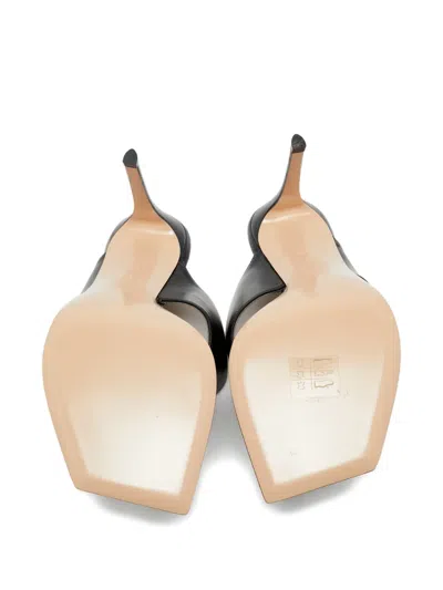 Pre-owned Gianvito Rossi Square Toe Leather Slides Sandals In Black