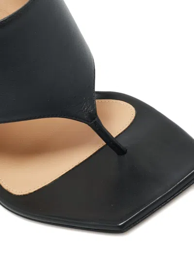 Pre-owned Gianvito Rossi Square Toe Leather Slides Sandals In Black