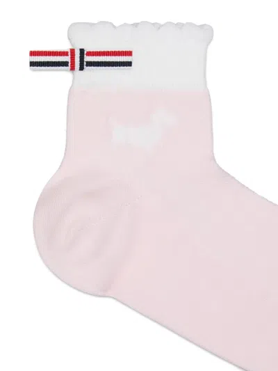 Thom Browne Hector Intarsia Pointelle Stitch Crew Socks In Pink