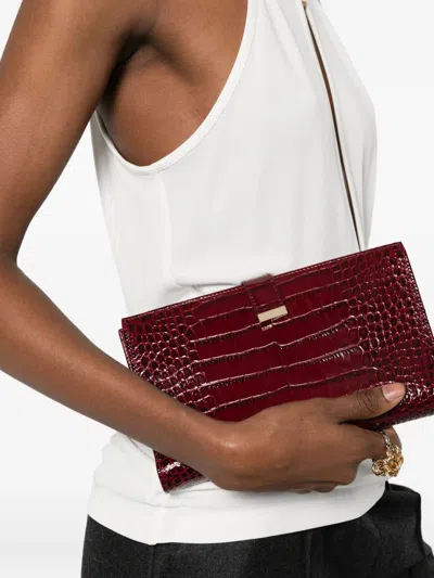 Tom Ford Croc-embossed Wallet In Red