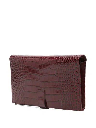 Tom Ford Croc-embossed Wallet In Red