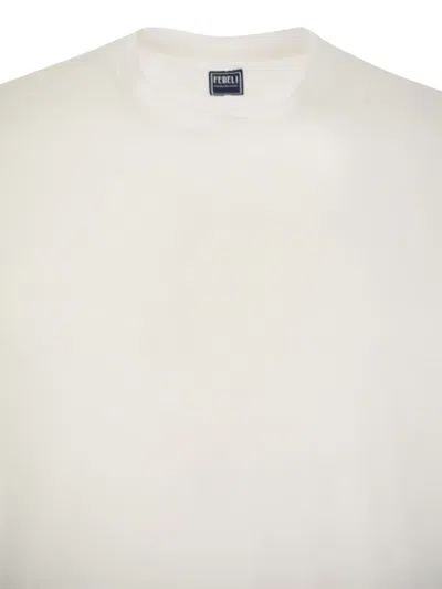 Fedeli Garment-dyed Linen And Elastane T-shirt In White