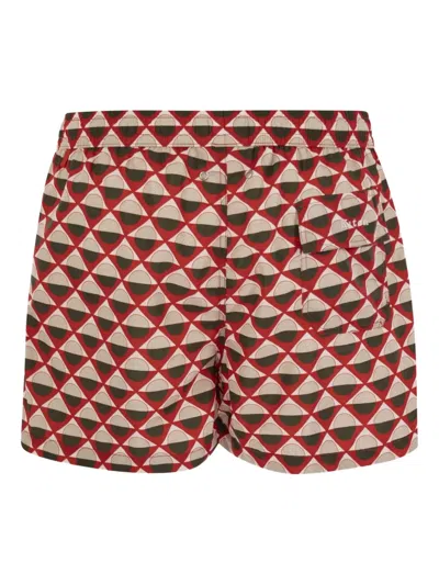 Kiton Geometric-pattern Swim Shorts In Red