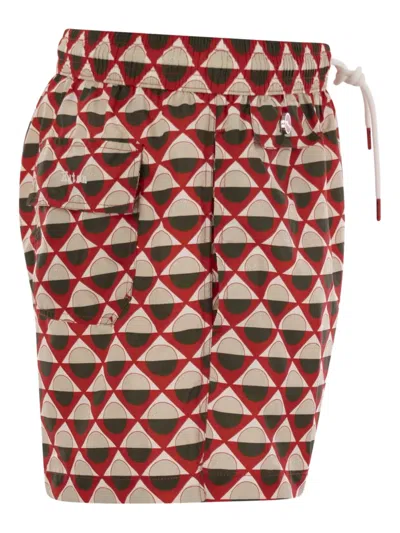Kiton Geometric-pattern Swim Shorts In Red