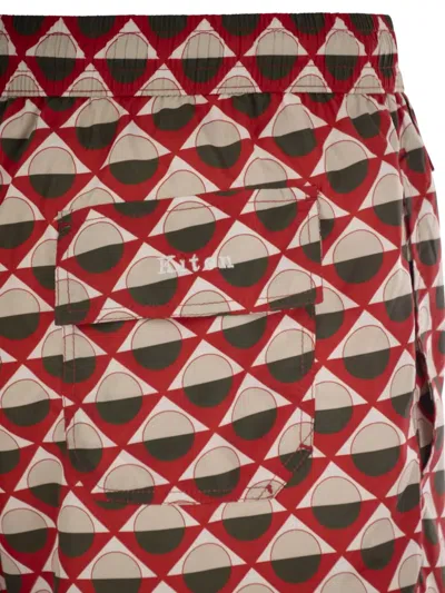 Kiton Geometric-pattern Swim Shorts In Red