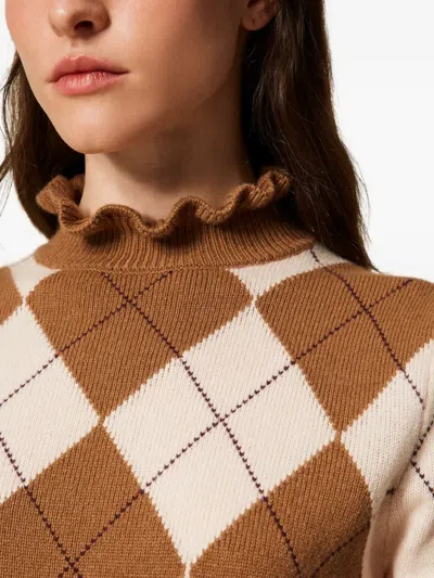 Twinset Diamond-pattern Shorts In Brown