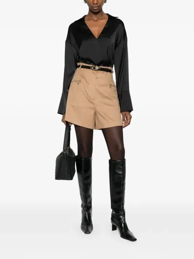 Max Mara Zip-detail Shorts In Brown
