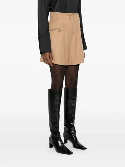 Max Mara Zip-detail Shorts In Brown
