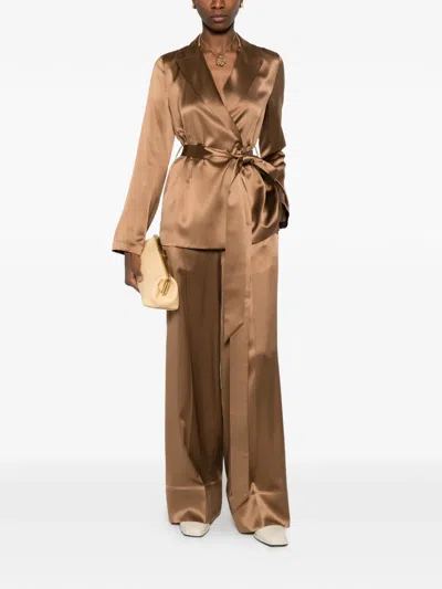 Joseph Dijon Silk Trousers In Brown