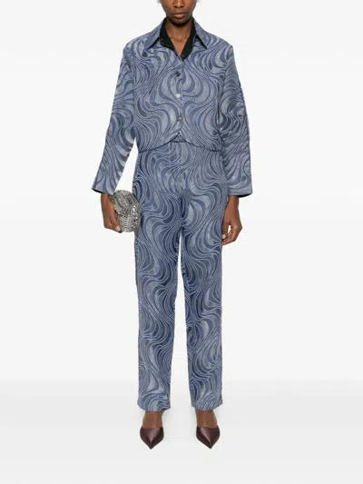 Botsi Illusion-print Trousers In Blue