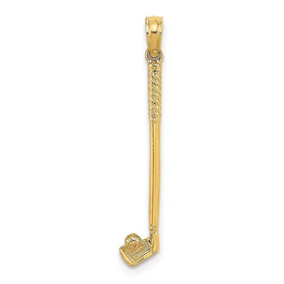 Diamond2deal 14k Yellow Gold 3-d Single Golf Club With Ball Charm Pendant In Gold