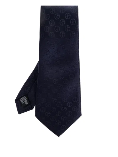 Giorgio Armani Patterned Silk Tie In Blue