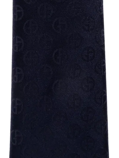 Giorgio Armani Patterned Silk Tie In Blue