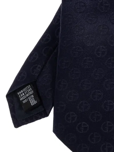 Giorgio Armani Patterned Silk Tie In Blue