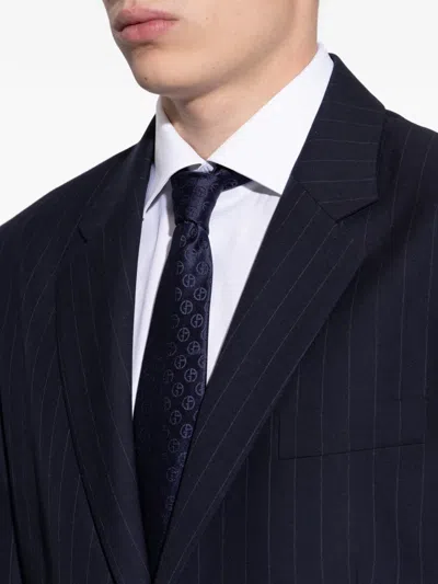 Giorgio Armani Patterned Silk Tie In Blue