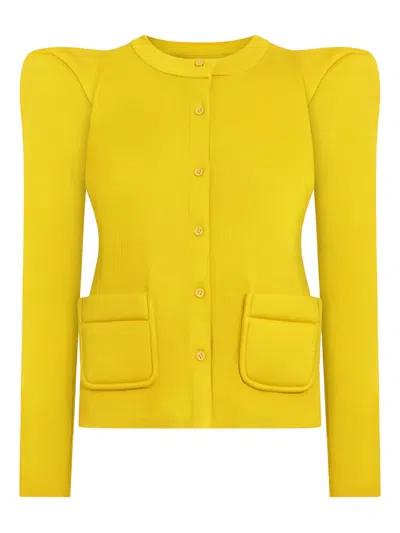 Melitta Baumeister Pocket Cardigan In Yellow