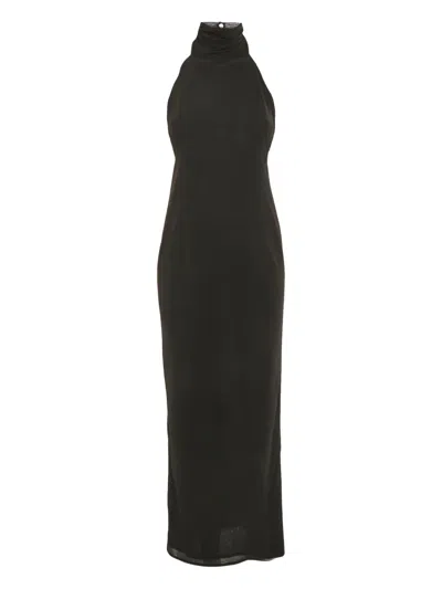 Pre-owned Lovers & Friends Halterneck Maxi Dress In Black