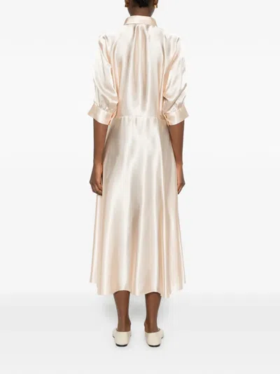 Alberta Ferretti Satin Midi Dress In Neutral