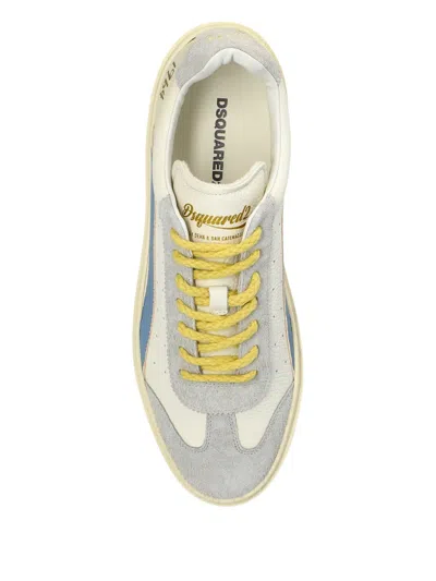 Dsquared2 Sneakers Contrast Panel Flat Sole Round Toe In White