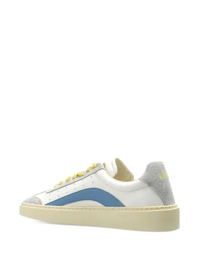Dsquared2 Sneakers Contrast Panel Flat Sole Round Toe In White