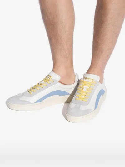 Dsquared2 Sneakers Contrast Panel Flat Sole Round Toe In White