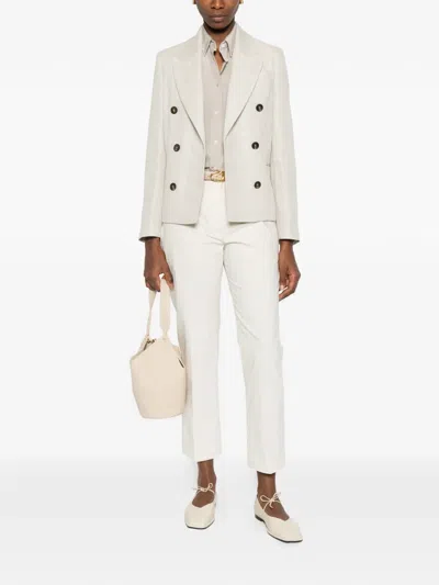 Brunello Cucinelli Button Herringbone Blazer In Neutral