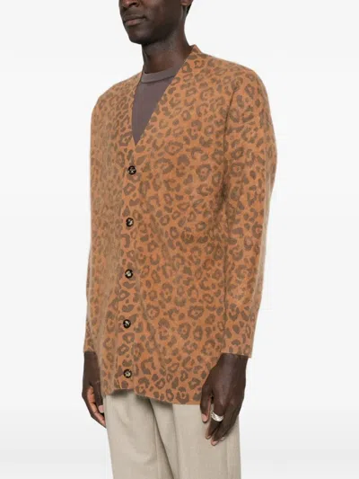 Arch4 Mr Dubois Leopard-print Cardigan In Brown