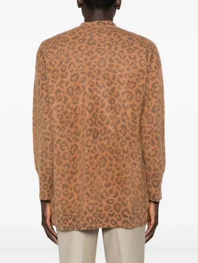 Arch4 Mr Dubois Leopard-print Cardigan In Brown