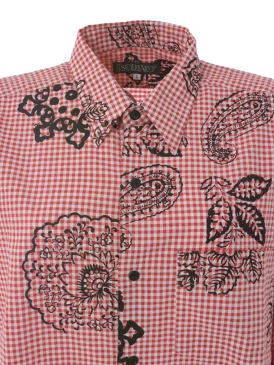 Pre-owned Souleiado Vichy Floral-print Shirt In Red