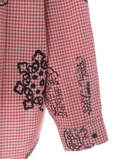 Pre-owned Souleiado Vichy Floral-print Shirt In Red