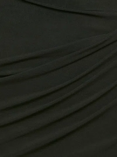 Pre-owned Chats By C.dam Asymmetric Draped Maxi Dress In Black