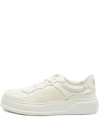 Pre-owned Gucci Leather Chunky Sole Sneakers In White