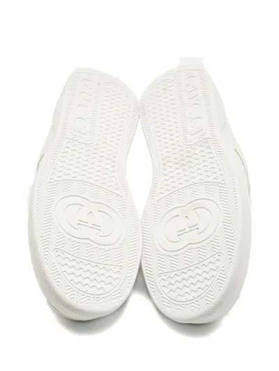 Pre-owned Gucci Leather Chunky Sole Sneakers In White