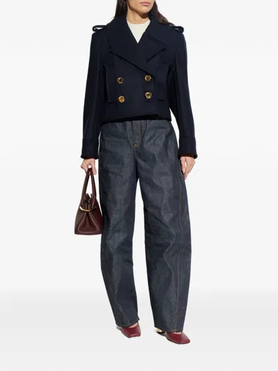 Givenchy Gold-tone Button Wool Jacket In Blue
