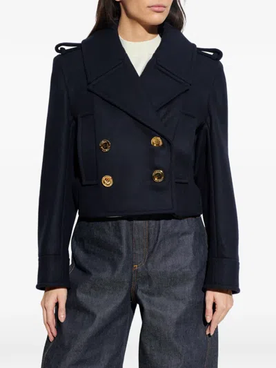 Givenchy Gold-tone Button Wool Jacket In Blue